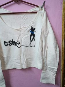 🎀100rs SALE🎀Cute Cat Graphic Crop Top