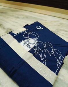 J initial denim kurti with caricature
