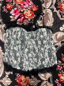 Lace Corset Top with Pearl Details