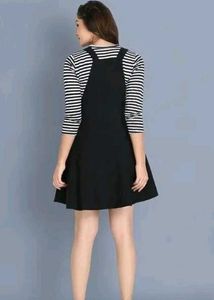Coral Pinafore Dress &amp; Striped Tee Set