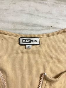 Ribbed Double Zipper Crop Top