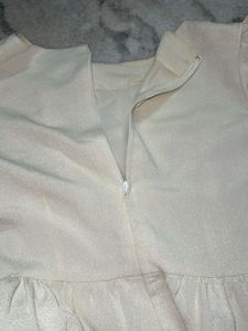 Cream Short Sleeve A-Line Dress