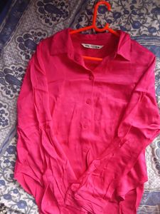 Vibrant Pink Button-Up Blouse