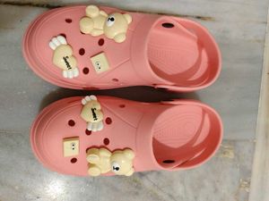 Cute Pink Clogs with Bear Charms