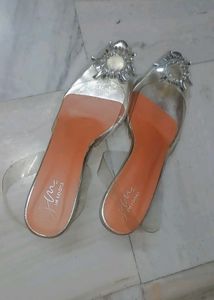 Sparkling Clear Block Heels