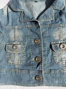 Stylish Blue Denim Cropped Jacket