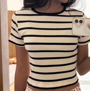 Striped Ribbed Tee