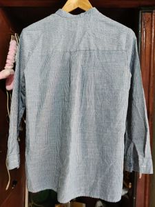 Striped Mandarin Collar Shirt