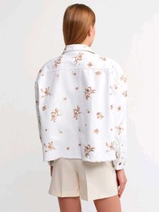 Final Sales 🔥Zara White Floral Print Cropped Deni