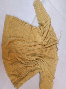 Mustard Yellow Pleated Knit Sweater