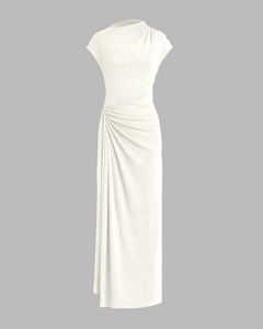 Elegant Ruched white bodycon Dress