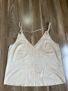 Beige Velvet Tank Top