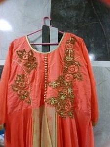Elegant Peach Anarkali Gown