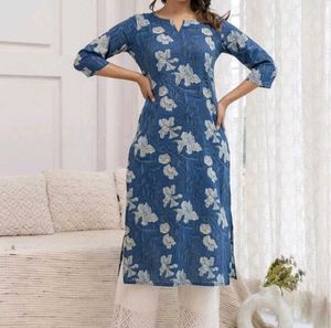 Blue Floral Print Kurta