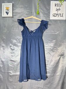 Charming Blue Puff Sleeve Dress