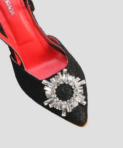 CARLA BRAGA Embellished Sparkling Black Heels