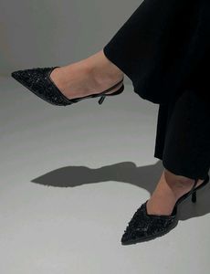 Zara Embellished Black Heels
