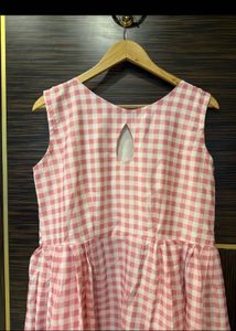 Chic Pink Gingham Fit &amp; Flare Dress