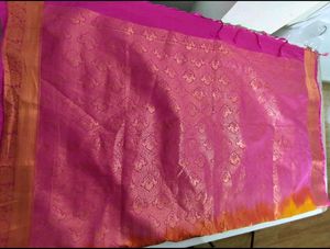 Vibrant Yellow Saree with Pink Border