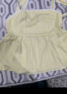 Plus Size Yellow Gingham Tie-Up Top