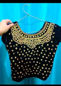 Black Velvet Sequins work Choli