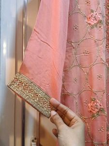 Beautiful Embroidered Peach Kurta