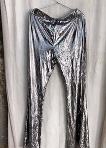 flared silver pants