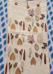 Women Off White Thread Embroidery Printed Suit Set