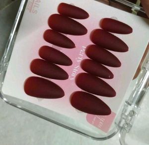 Matte Burgundy Press-On Nails,FIXED PRICE