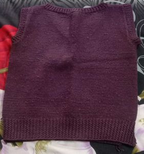 coffee  brown V-Neck Knit Vest