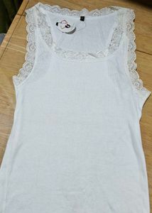 White Lace Trim Cami Top