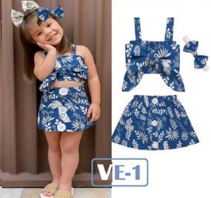 Adorable Blue Floral Print Outfit Set