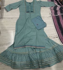 Elegant Teal Kurta Set with Sharara