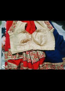 Blue and Red Saree