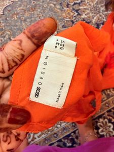 asos Vibrant Orange Saree with Floral Print