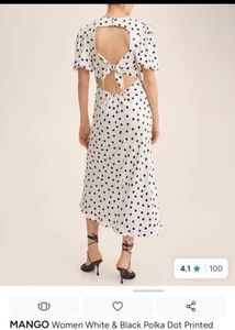 new-Mango Polka Dot Midi Dress