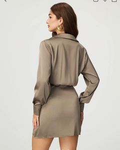 Satin Button-Up Shirt Dress