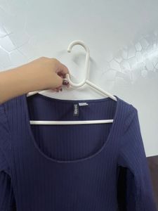 blue ribbed bodycon dress