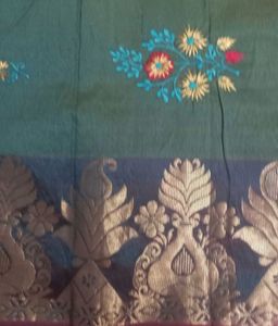 Beautiful Green Embroidered Saree