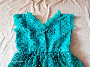 Full Flared Mirror Work Short Dress/kurti