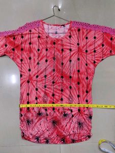 Pink Abstact Tunic Top with Embellishments