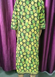 Retro Floral Print Midi Kurti