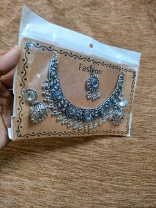 Oxidized Silver Necklace &amp; Earring Set