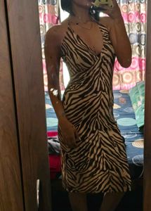 Zebra Print Midi Dress