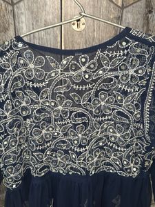 Navy Blue Embroidered Kurta