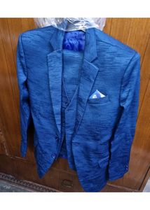 Blue Textured Coat pant