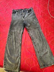 Washed Grey Wide Leg Jeans