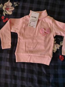 Cute Pink Turtleneck Top with Bow
