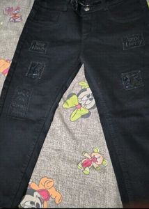 Black Patchwork Jeans