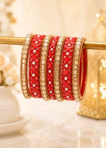 New Bangles Red &amp; Gold Embellished Bangle